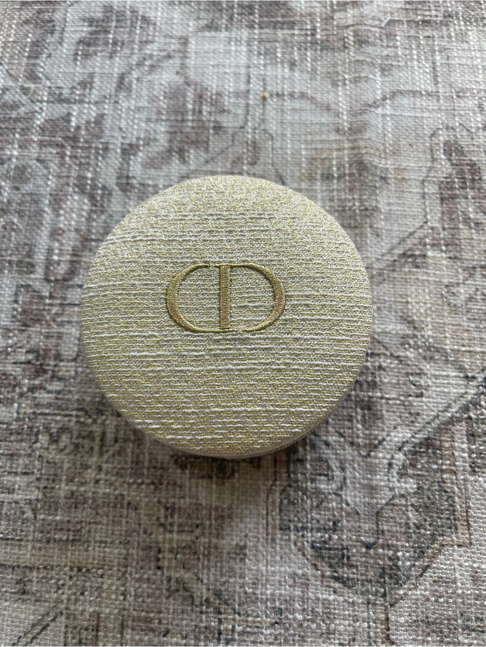 Dior Mini Gold Round Compact Travel Case